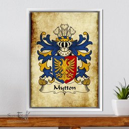 ScotsTee Shop Welsh Mytton (lords of Mawddwy) Coat of Arms Family Crest Welsh Framed Canvas Print