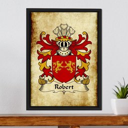 ScotsTee Shop Welsh Robert (lord of Cydewen) Coat of Arms Family Crest Welsh Framed Canvas Print