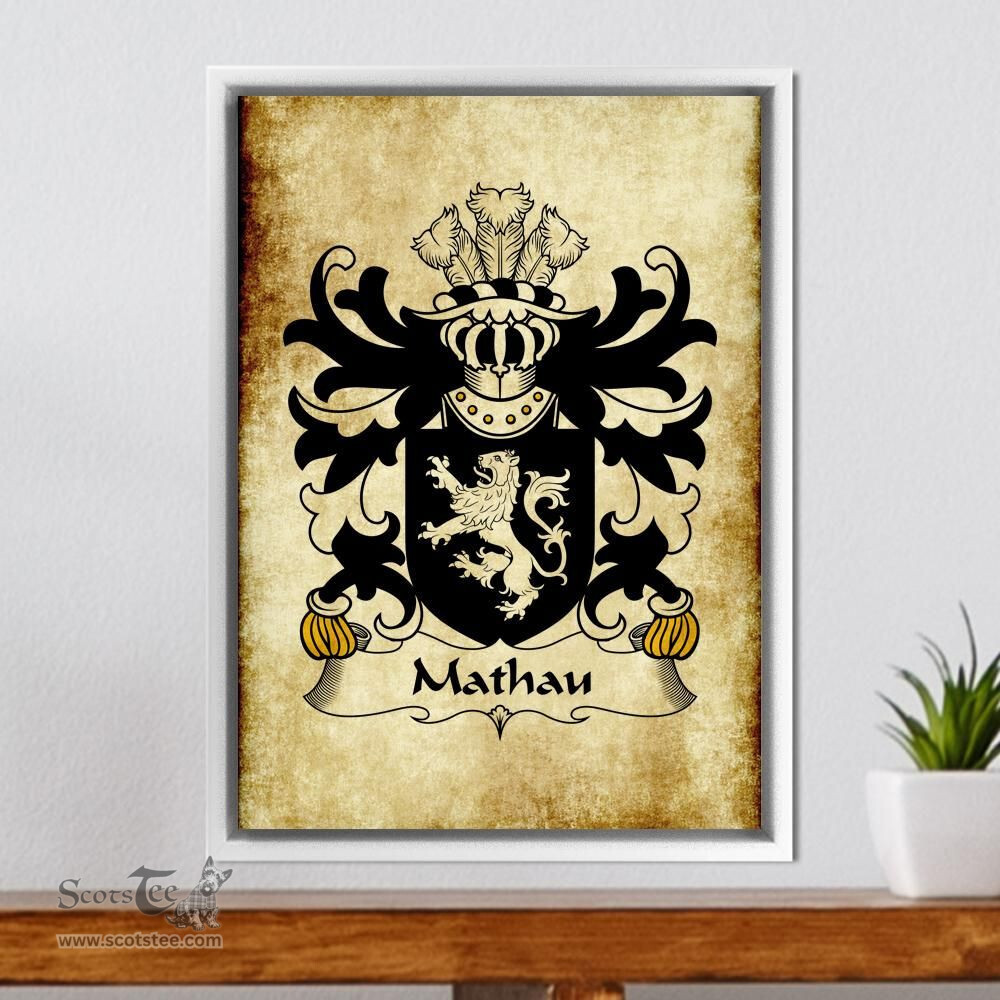 ScotsTee Shop Welsh Mathau (AB IEUAN AP GRUFFUDD GETHIN) Coat of Arms Family Crest Welsh Framed Canvas Print