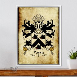 ScotsTee Shop Welsh Parry (of Basinwerk, Flint) Coat of Arms Family Crest Welsh Framed Canvas Print