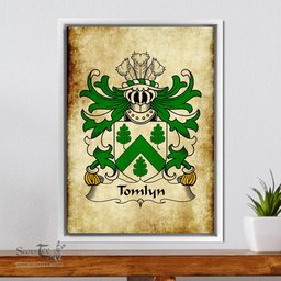 ScotsTee Shop Welsh Tomlyn (lord of Llanllywel, Montgomeryshire) Coat of Arms Family Crest Welsh Framed Canvas Print