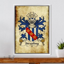 ScotsTee Shop Welsh Stradling (of St. DonatÕs, Glamorgan) Coat of Arms Family Crest Welsh Framed Canvas Print