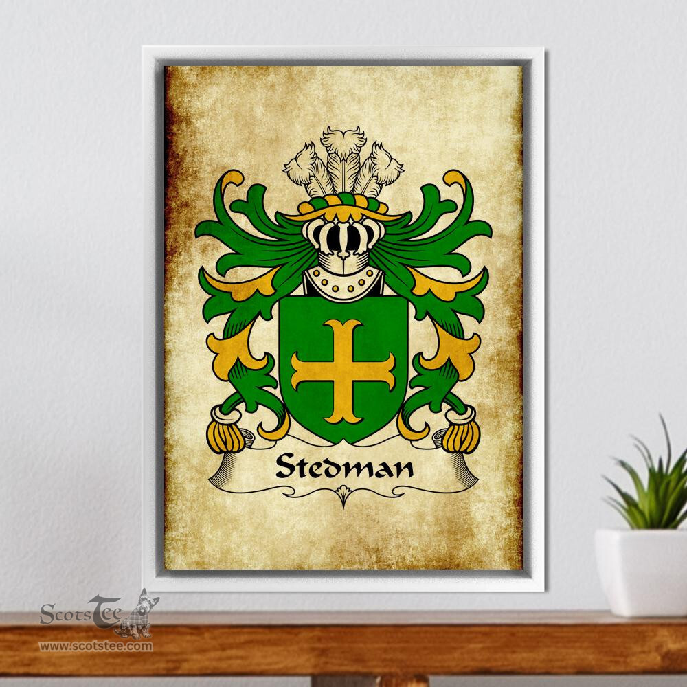 ScotsTee Shop Welsh Stedman (of Cardiganshire) Coat of Arms Family Crest Welsh Framed Canvas Print