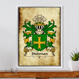 ScotsTee Shop Welsh Stedman (of Cardiganshire) Coat of Arms Family Crest Welsh Framed Canvas Print