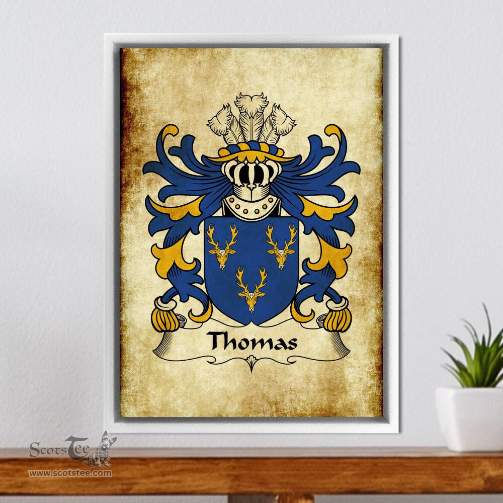 ScotsTee Shop Welsh Thomas (AP DAFYDD AP GRUFFUDD) Coat of Arms Family Crest Welsh Framed Canvas Print