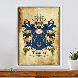 ScotsTee Shop Welsh Thomas (AP DAFYDD AP GRUFFUDD) Coat of Arms Family Crest Welsh Framed Canvas Print