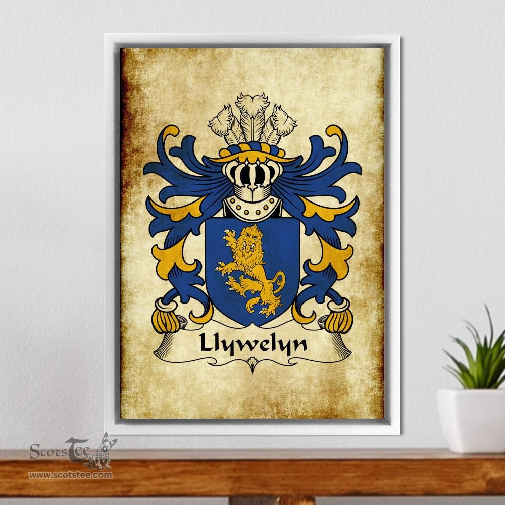 ScotsTee Shop Welsh Llywelyn (EURDORCHOG, born c.1030) Coat of Arms Family Crest Welsh Framed Canvas Print