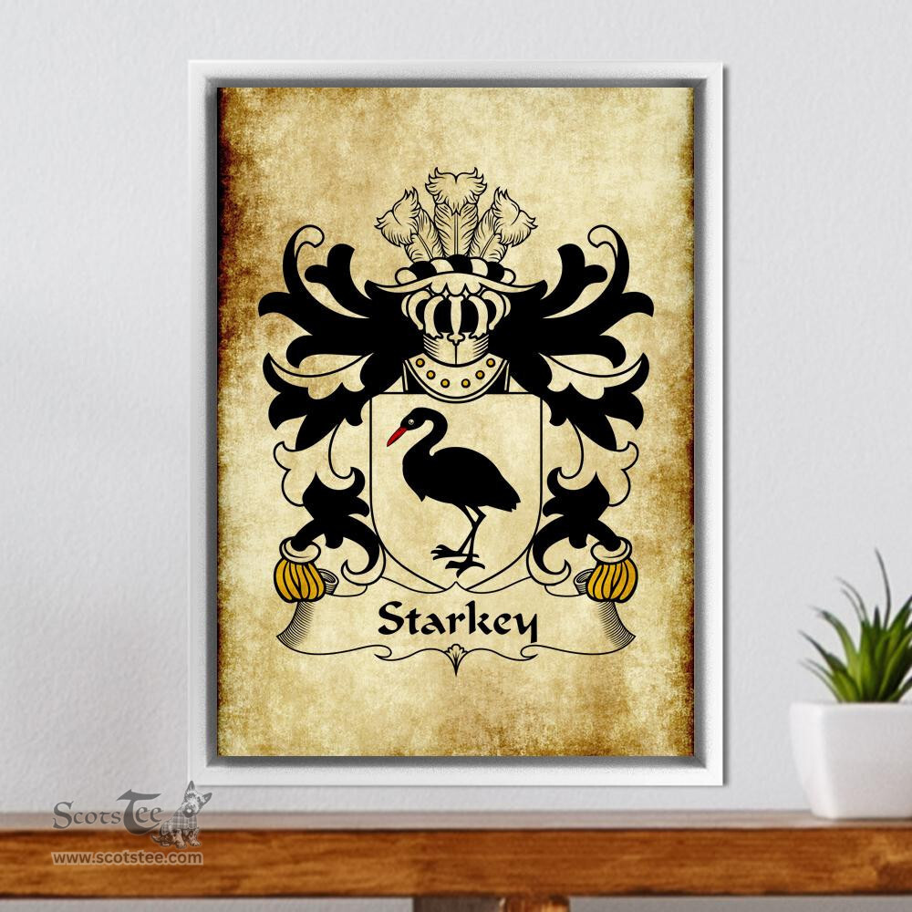 ScotsTee Shop Welsh Starkey (of Cheshire) Coat of Arms Family Crest Welsh Framed Canvas Print