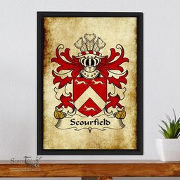 ScotsTee Shop Welsh Scourfield (of New Moat, Pembrokeshire) Coat of Arms Family Crest Welsh Framed Canvas Print