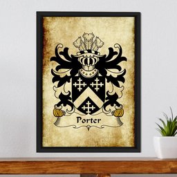 ScotsTee Shop Welsh Porter (of Aberconwy) Coat of Arms Family Crest Welsh Framed Canvas Print