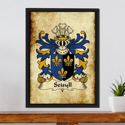 ScotsTee Shop Welsh Seisyll (AP DYFNWAL) Coat of Arms Family Crest Welsh Framed Canvas Print