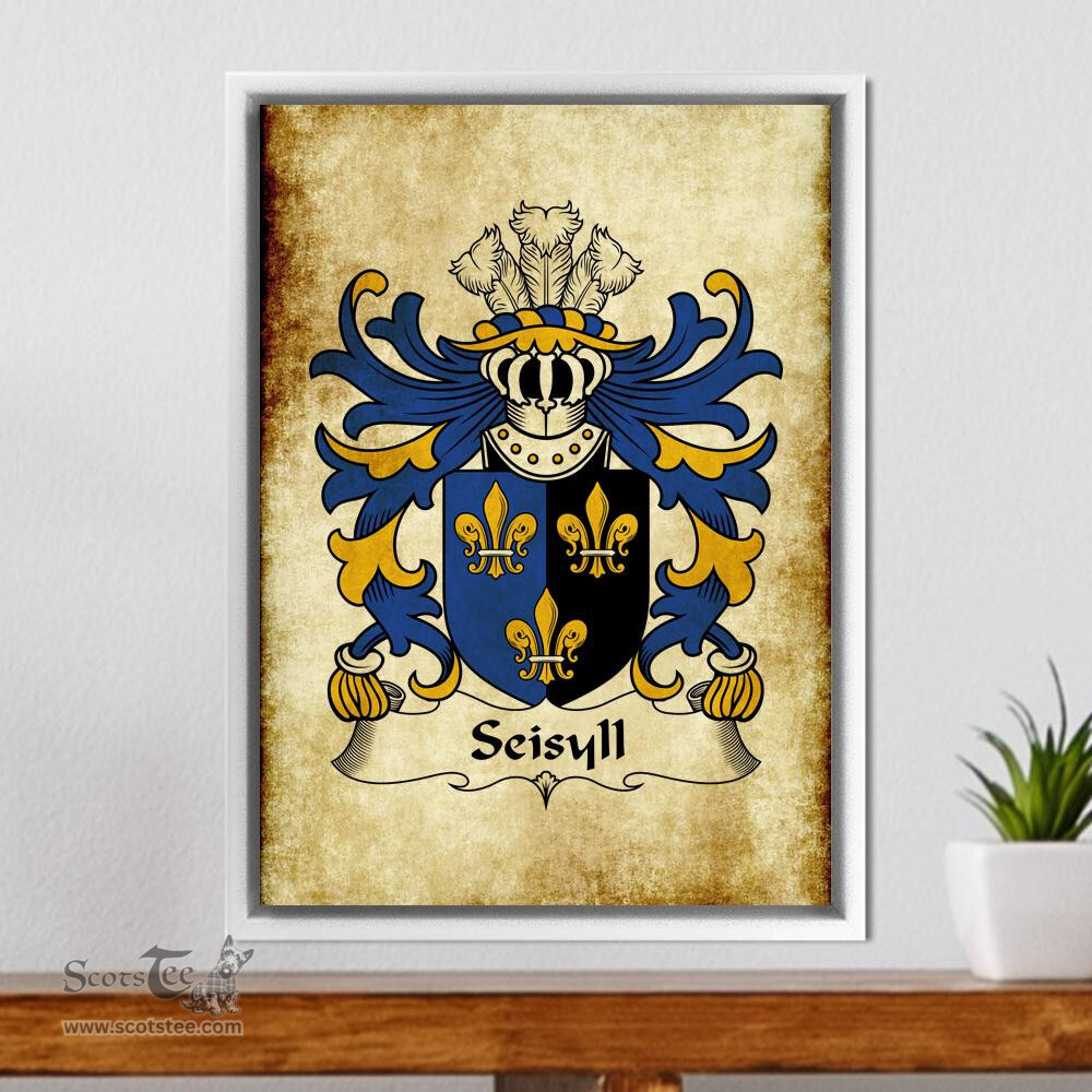 ScotsTee Shop Welsh Seisyll (AP DYFNWAL) Coat of Arms Family Crest Welsh Framed Canvas Print