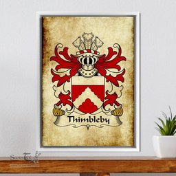 ScotsTee Shop Welsh Thimbleby (of Harlech, Caernarfonshire) Coat of Arms Family Crest Welsh Framed Canvas Print