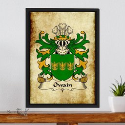 ScotsTee Shop Welsh Owain (GWYNEDD) Coat of Arms Family Crest Welsh Framed Canvas Print