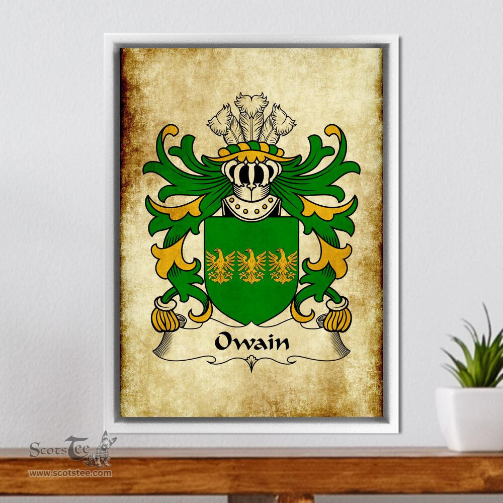 ScotsTee Shop Welsh Owain (GWYNEDD) Coat of Arms Family Crest Welsh Framed Canvas Print