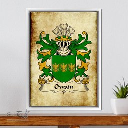ScotsTee Shop Welsh Owain (GWYNEDD) Coat of Arms Family Crest Welsh Framed Canvas Print