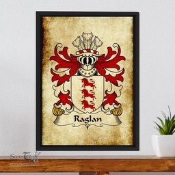 ScotsTee Shop Welsh Raglan (of Carn-lwyd, Llancarfan, Glamorgan) Coat of Arms Family Crest Welsh Framed Canvas Print