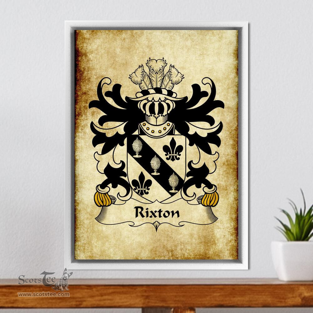 ScotsTee Shop Welsh Rixton (of Conwy) Coat of Arms Family Crest Welsh Framed Canvas Print