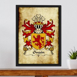 ScotsTee Shop Welsh Owain (CYFEILIOG, Prince of Powys) Coat of Arms Family Crest Welsh Framed Canvas Print