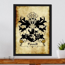 ScotsTee Shop Welsh Powell (of Breconshire) Coat of Arms Family Crest Welsh Framed Canvas Print