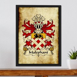 ScotsTee Shop Welsh Malephant (of Upton, Pembrokeshire) Coat of Arms Family Crest Welsh Framed Canvas Print