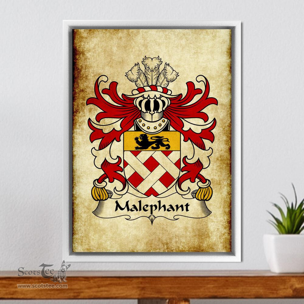 ScotsTee Shop Welsh Malephant (of Upton, Pembrokeshire) Coat of Arms Family Crest Welsh Framed Canvas Print