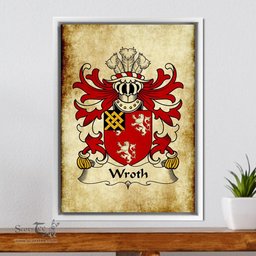 ScotsTee Shop Welsh Wroth (of Abergavenny, Monmouthshire) Coat of Arms Family Crest Welsh Framed Canvas Print