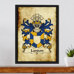 ScotsTee Shop Welsh Landon (lords of Llanddewi, Monmouthshire) Coat of Arms Family Crest Welsh Framed Canvas Print