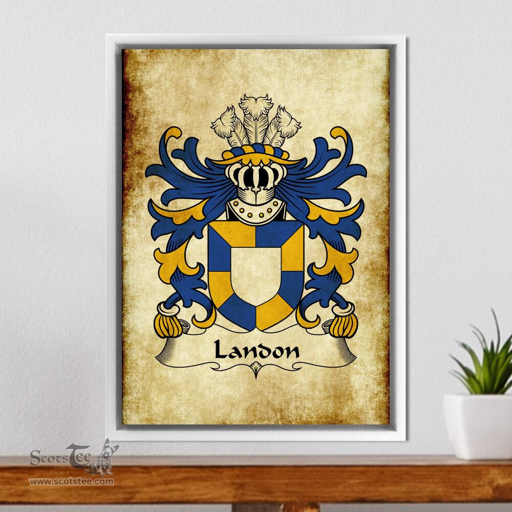 ScotsTee Shop Welsh Landon (lords of Llanddewi, Monmouthshire) Coat of Arms Family Crest Welsh Framed Canvas Print