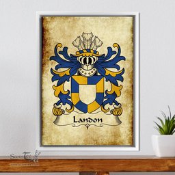 ScotsTee Shop Welsh Landon (lords of Llanddewi, Monmouthshire) Coat of Arms Family Crest Welsh Framed Canvas Print