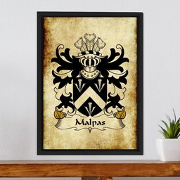 ScotsTee Shop Welsh Malpas (Sir David, Descended from Owain) Coat of Arms Family Crest Welsh Framed Canvas Print