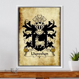 ScotsTee Shop Welsh Llywelyn (AB EINION AP CELYNIN) Coat of Arms Family Crest Welsh Framed Canvas Print