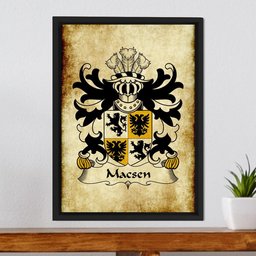 ScotsTee Shop Welsh Macsen (WLEDIG, Roman Emperor Maximus) Coat of Arms Family Crest Welsh Framed Canvas Print