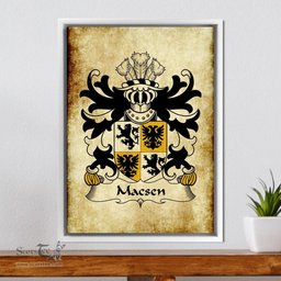ScotsTee Shop Welsh Macsen (WLEDIG, Roman Emperor Maximus) Coat of Arms Family Crest Welsh Framed Canvas Print