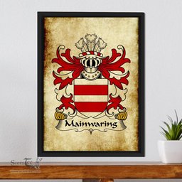 ScotsTee Shop Welsh Mainwaring (branches in North Wales) Coat of Arms Family Crest Welsh Framed Canvas Print