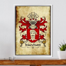 ScotsTee Shop Welsh Marchudd (AP CYNAN) Coat of Arms Family Crest Welsh Framed Canvas Print