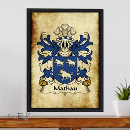 ScotsTee Shop Welsh Mathau (or Mathew, GOCH) Coat of Arms Family Crest Welsh Framed Canvas Print