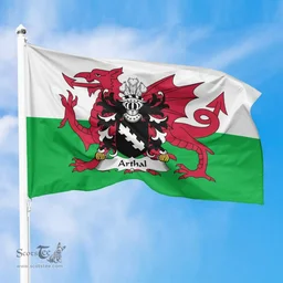 ScotsTee Shop Welsh Arthal (or Arthgal) Coat of Arms Welsh Family Crest Flag The Red Dragon The Flag of Wales