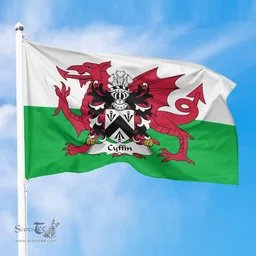 ScotsTee Shop Welsh Cyffin (or Kyffin, of Oswestry) Coat of Arms Welsh Family Crest Flag The Red Dragon The Flag of Wales