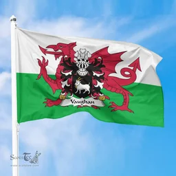 ScotsTee Shop Welsh Vaughan (of Montgomershire) Coat of Arms Welsh Family Crest Flag The Red Dragon The Flag of Wales