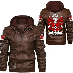 ScotsTee Shop Welsh Beake (of Caernarfon) Coat of Arms Family Crest Wales Leather Jacket