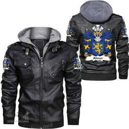ScotsTee Shop Welsh Almer (of Pant locyn, Denbighshire) Coat of Arms Family Crest Wales Leather Jacket