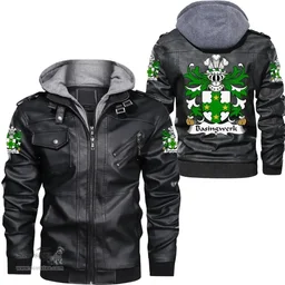 ScotsTee Shop Welsh Basingwerk (Abbey, Flint) Coat of Arms Family Crest Wales Leather Jacket