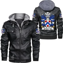 ScotsTee Shop Welsh Baskerville (of Eardisley, Herefordshire) Coat of Arms Family Crest Wales Leather Jacket