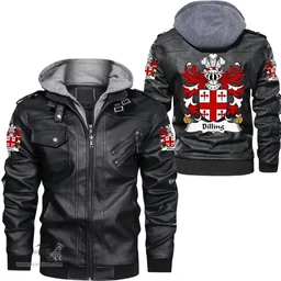 ScotsTee Shop Welsh Billing (of Flint) Coat of Arms Family Crest Wales Leather Jacket