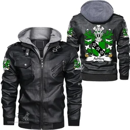 ScotsTee Shop Welsh Ashley (Caernarfon) Coat of Arms Family Crest Wales Leather Jacket