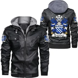 ScotsTee Shop Welsh Bradshaw (of St. Dogmaels, Pembrokeshire) Coat of Arms Family Crest Wales Leather Jacket
