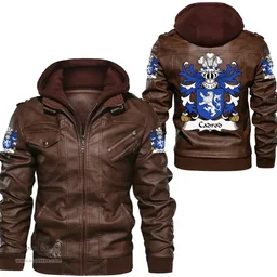 ScotsTee Shop Welsh Cadrod (CALCHFYNYDD) Coat of Arms Family Crest Wales Leather Jacket