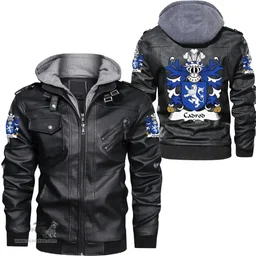 ScotsTee Shop Welsh Cadrod (CALCHFYNYDD) Coat of Arms Family Crest Wales Leather Jacket