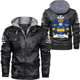 ScotsTee Shop Welsh Barton (Lords of Barton, Flint) Coat of Arms Family Crest Wales Leather Jacket